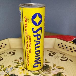 Vintage 1980's Unopened Spalding Yellow Tennis Ball Can with Blue Lettering